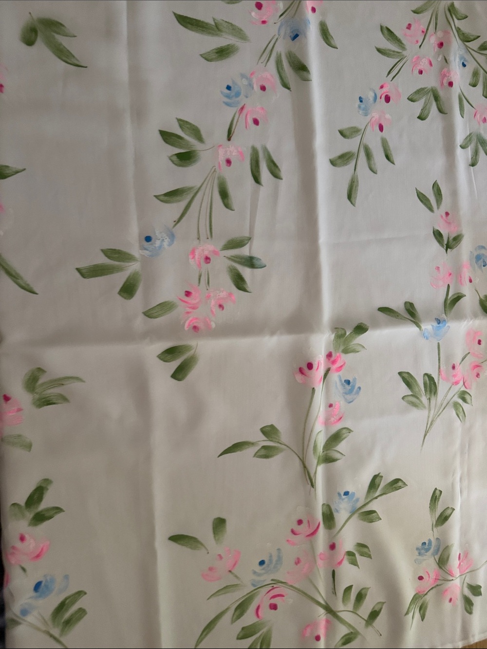 Vintage Floral Pink & Blue Garden Floral Tablecloth 43x38